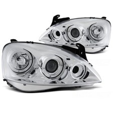 Fari Angel Eyes LED cromati per Opel Corsa C 2000 al 2006