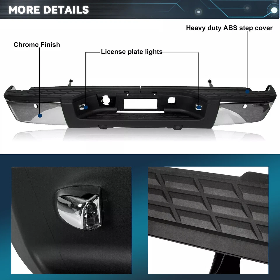 For Chevy Silverado GMC Sierra 1500 2007-2013 Chrome Rear Step Bumper Assembly Foto 3 de 4