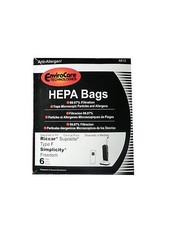 6 Riccar HEPA Type F Vacuum Bags, Simplicity, Freedom, Supralite, Canister Va...