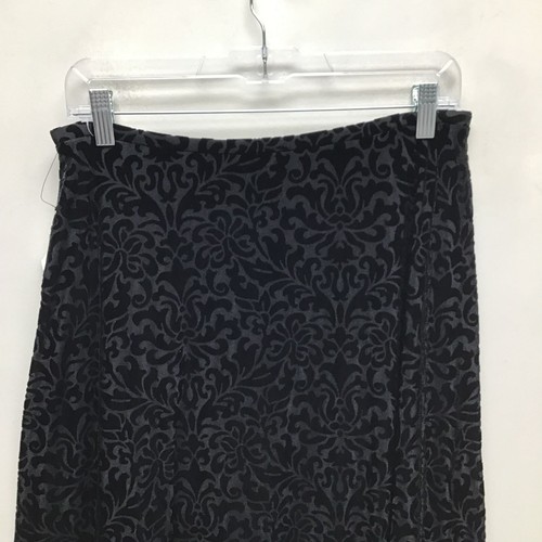 Talbots Black Floral Velvet Lined Side Zip Stretch Flowy A-Line Skirt 8 $109 New - Picture 5 of 8