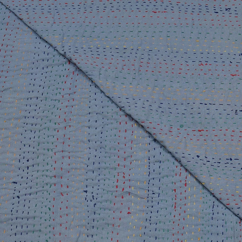 Colcha edredón Kantha con estampado de frutas gris reina hecha a mano manta funda de cama Foto 4 de 4