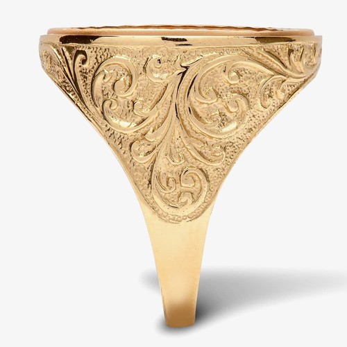 9ct Yellow Gold Engraved Victorian Sovereign Ring Mount SR009/F - Picture 2 of 2