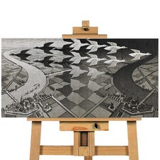 M.C. Escher Tag und Nacht Wandbild Bild Druck fertig zum Aufh&auml;ngen