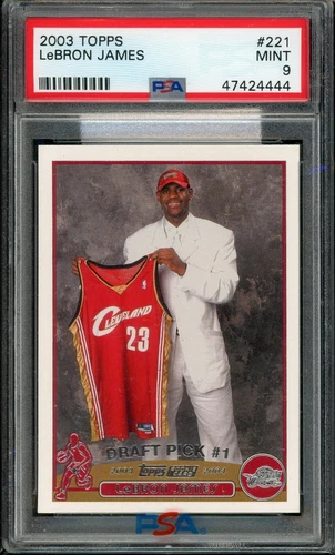 2003 Topps Basketball #221 LeBron James Rookie Card RC Graded PSA 9 MINT Lakers