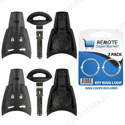 2 Replacement for Saab 2003-09 9-3 2003-07 9-5 Remote Car Key Fob Shell Case