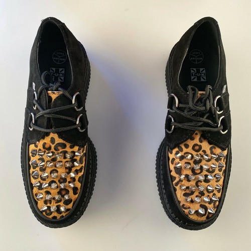 T.U.K. Size 3 A8363 $130 CAD Leopard Stud Creepers Black Suede Sneaker TUK Shoes - Bild 4 von 4