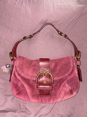 バッグ Coach Soho Hobo Suede Leather Shoulder Vintage Coach Y2k Suede Mini Soho Hobo Shoulder Bag - Buckle Flap