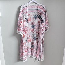 Kimono Style Open Front Cardigan Beach Cover Up Floral Multicolor One Size M-XL