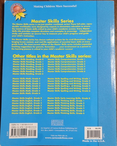 Master Skills Series Math Grade 2 Workbook Answer Key Reproducible PB ...