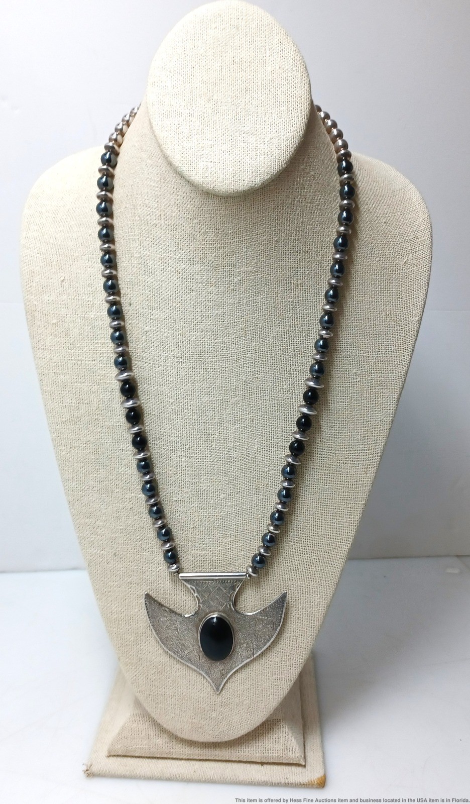 Vintage Solid Silver Large Arrow Head Shaped Pend… - image 3