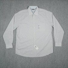 Van Heusen Men's Dress Shirt 17 34/35 XL Blue Graphite Grid Regular Fit Stretch