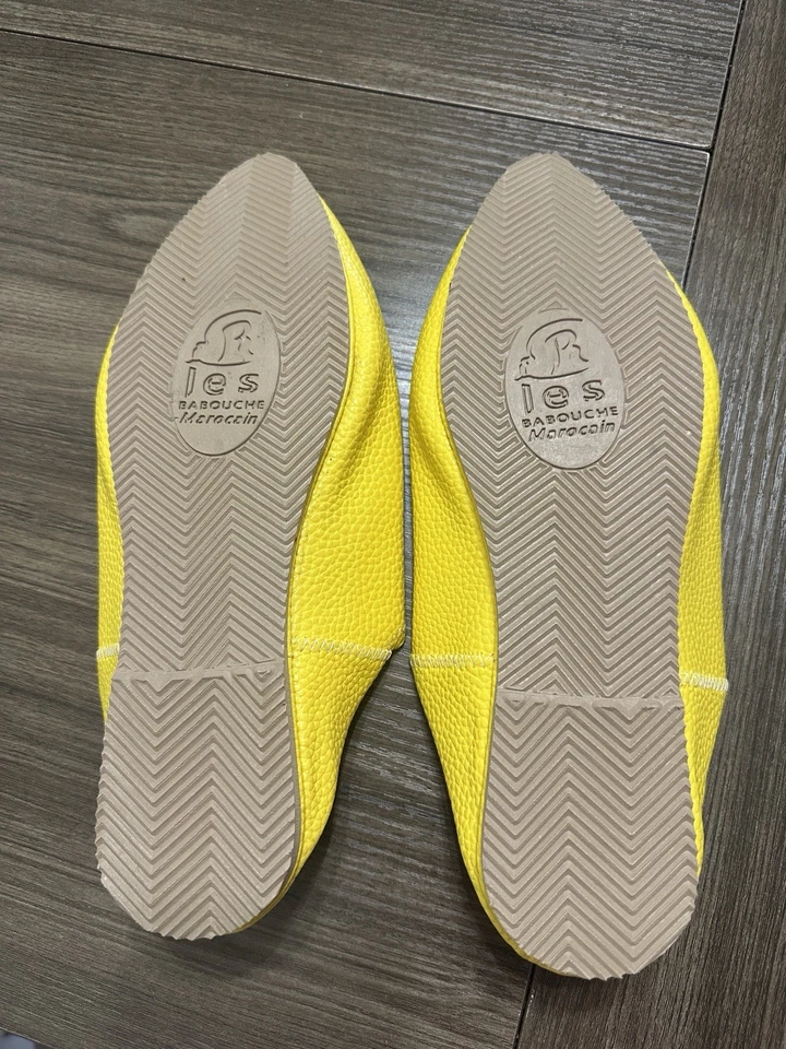 Ручной работы марокканской кожи бабуш тапочки для мужчин желтый кожаный размер 9 (44) - Изображение 2 из 4