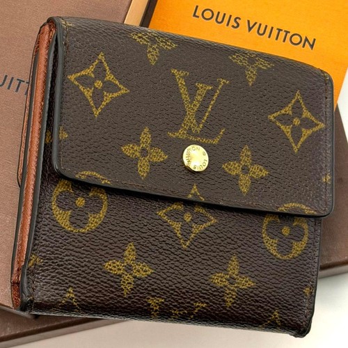 Authentic Louis Vuitton Monogram Portomone Bier Cult Credit W Wallet Brown