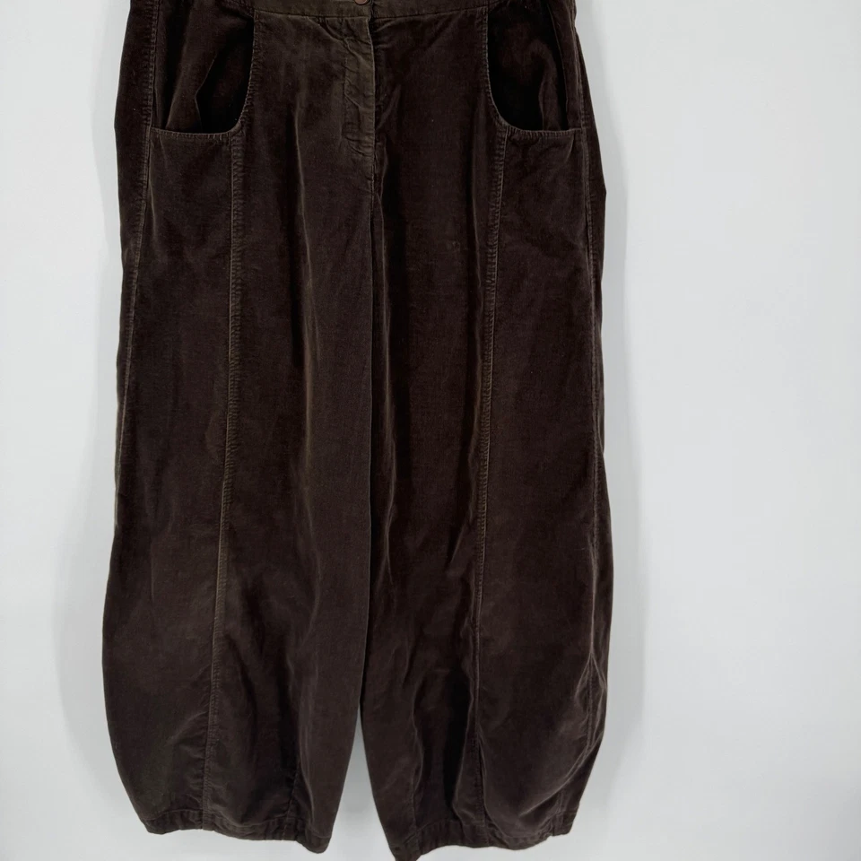 OSKA Women Size 2 Brown Corduroy Cropped Wide Leg Pants Parachute Barrel - Image 4 of 4