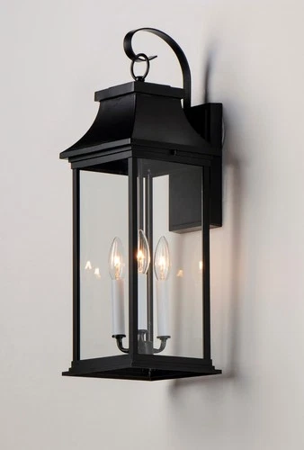 New Maxim Lighting Vicksburg 3-Light Large Outdoor Wall Sconce Black  30024CLBK - Picture 2 of 2