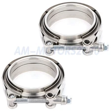 2 Pcs 3" Inch V-Band Clamp w/ Flange Kit Exhaust Downpipe Turbo Zinc Plated Iron