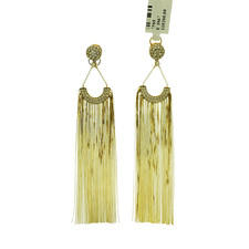 1.75 CT Diamonds in 18K Yellow Gold 4" Height Waterfalls Drop Earrings