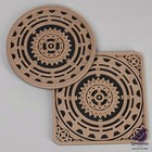 Untersetzer Eckig Rund - Holz + Kunststoff - Steampunk-Zahnrad