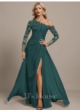 New JJ’s House Trumpet/Mermaid Illusion Asymmetrical Floor-Length Lace Dress
