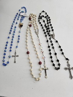 Rosaries Vintage Lot Mixed Materials Austrian Crystal Blue Marked Czech Republic