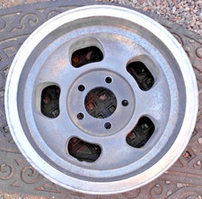 Vintage 15 X 6 Steel Aluminum Slot Center Custom Wheel. 5 Lug X 4.75 Bp.