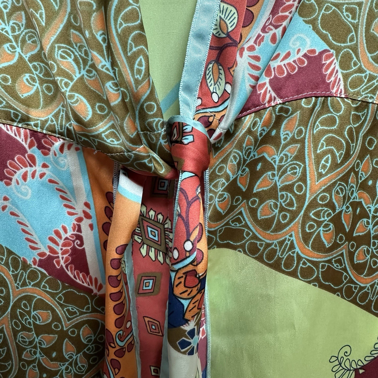 CAbi Patchwork Print Kimono Jacket Tie Front Bell… - image 9