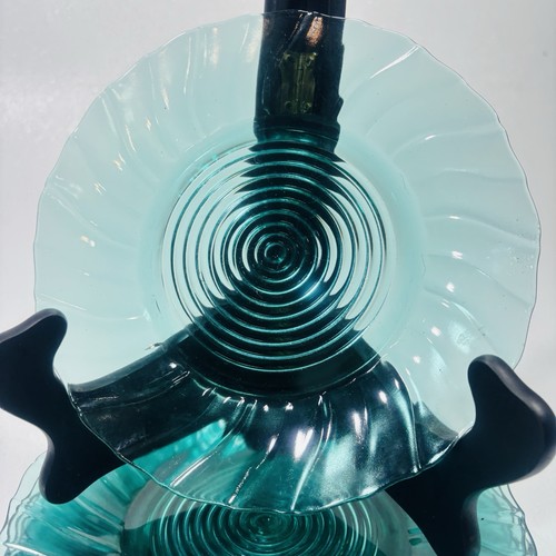 Jeannette Glass Jennyware Swirl Aqua Green Blue 7-1/4" Side Plates Set of 10 - Picture 2 of 13