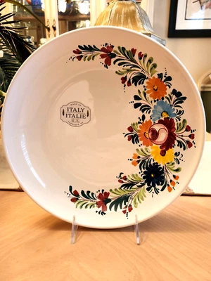 NOVA DERUTA TAZÓN GRANDE PARA SERVIR PASTA HECHO EN ITALIA VIBRANTE CERÁMICA FLORAL 11" - Imagen 1 de 4