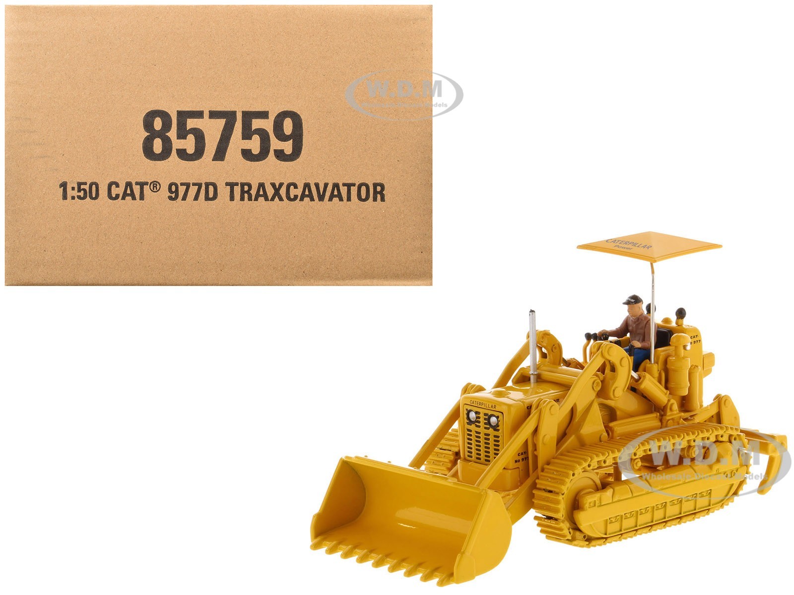 CAT CATERPILLAR 977D TRAXCAVATOR YELLOW W/OPERATOR 1/50 BY DIECAST MASTERS 85759