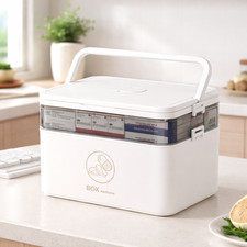 Large First Aid Kit Case 2/3 Tier Medicine Storage Box Organiser w/ Carry Handle