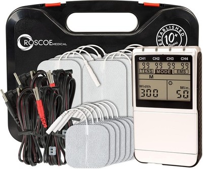 Roscoe Medical TENS EMS Muscle Stimulator 4 Channel for Pain Relief & Recovery