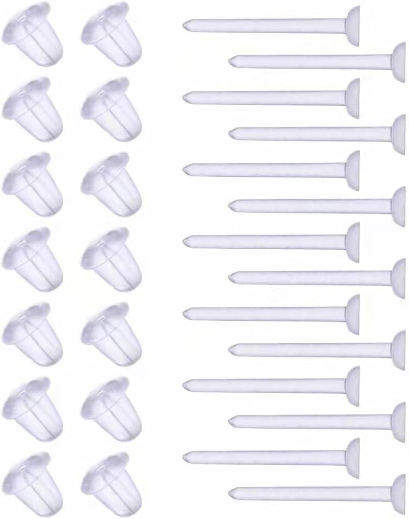 100 Pairs Clear Plastic Earring Posts & Backs Silicone Stud Blanks DIY
