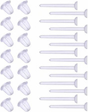 100 Pairs Clear Plastic Earring Posts Backs Silicone Stud Blanks DIY