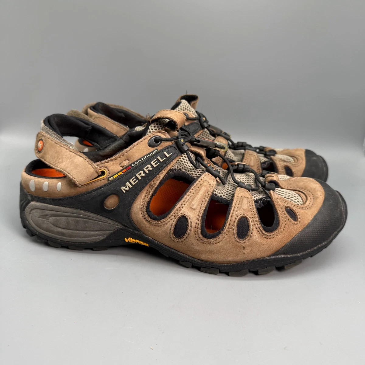 NEW! Merrell Men\'s Brown and Orange Closed-Toe Hiking Sandals Merrell Leather Sandals for Men for sale | eBay main image 2