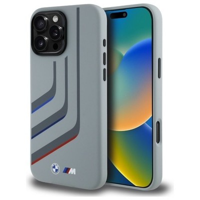 BMW Silikon Turning Lines MagSafe Hülle für iPhone 16 Pro Max 6.9'' Grau