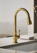 New Kohler K-99259-2MB Artifacts Pull Down Spray Kitchen Faucet Moderne Brass