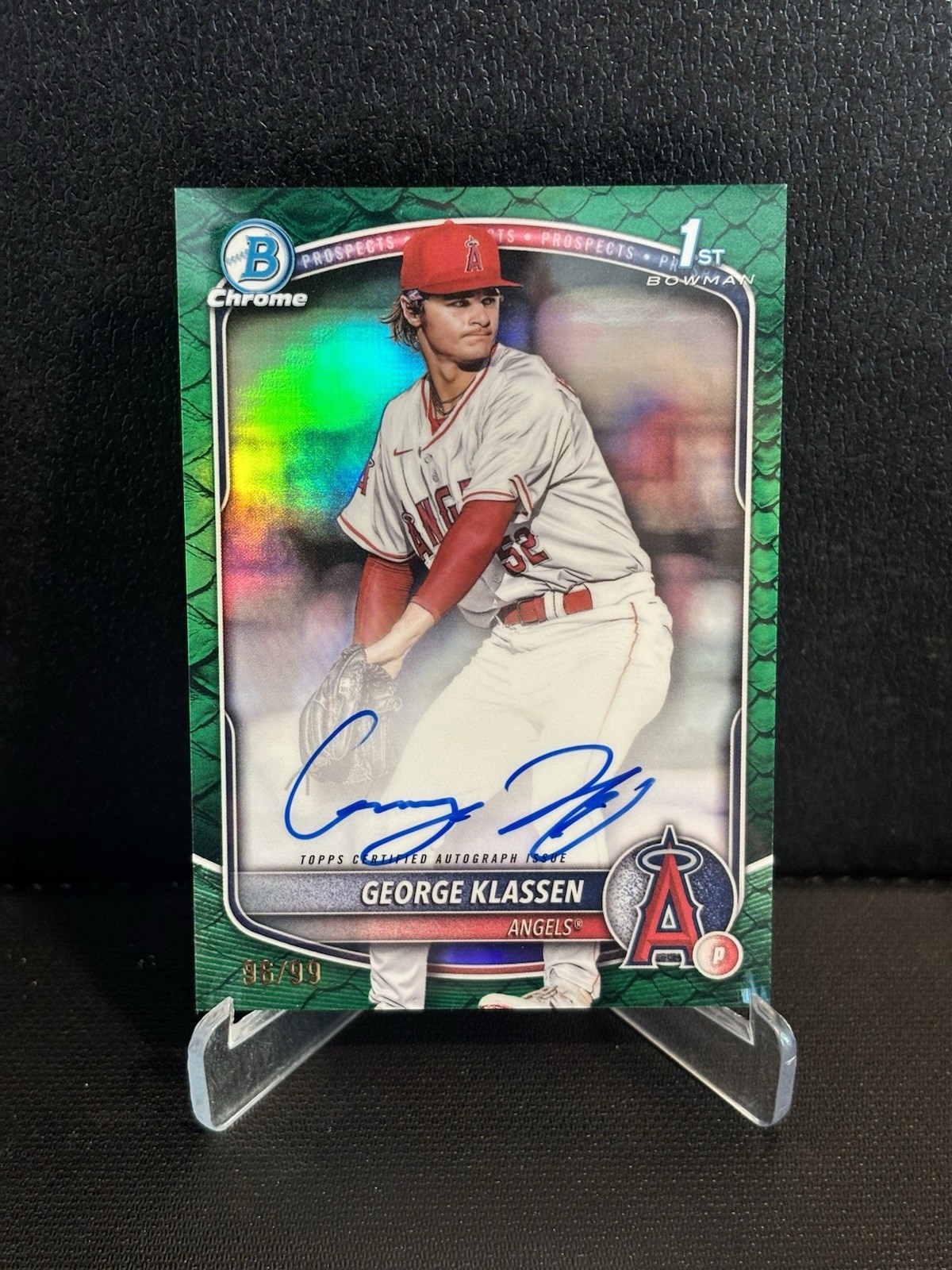 George Klassen Green Reptilian Auto /99 2025 Bowman Chrome #CPA-GK Angels