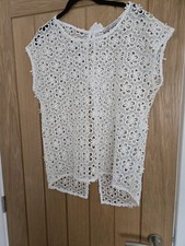 Cute Daisy Cotton Crochet Open Back Top Size  10 (Fit 10-14)