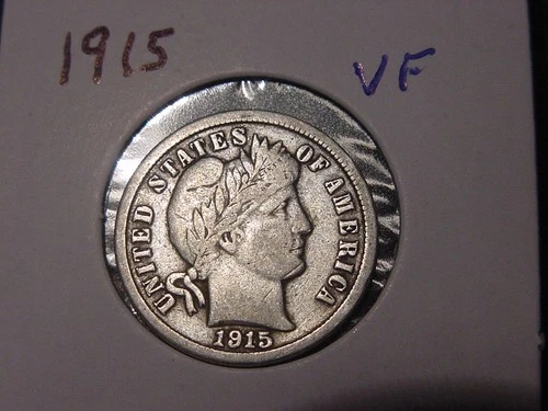 1915 BARBER DIME VF ORIGINAL COIN POPULAR DATE SHIPS FREE