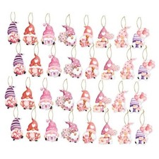 32Pcs Valentine's Day Gnome Ornaments for Small Tree Decorations,Pink Paper