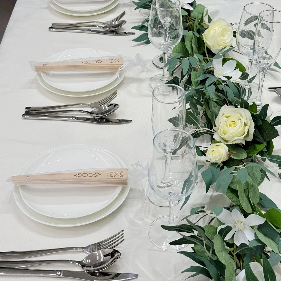 Wooden Folding Handheld Folding Fans with Organza Bags Wedding Favors 50 Pack - Image 4 of 4