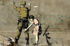 Banksy Girl Searching Soldier - CANVAS OR PRINT WALL ART