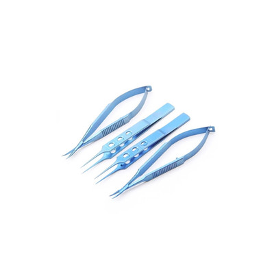 Micro Surgical Instrument Set 4pcs Blue Titanium Coated Stainless Steel Precisio
