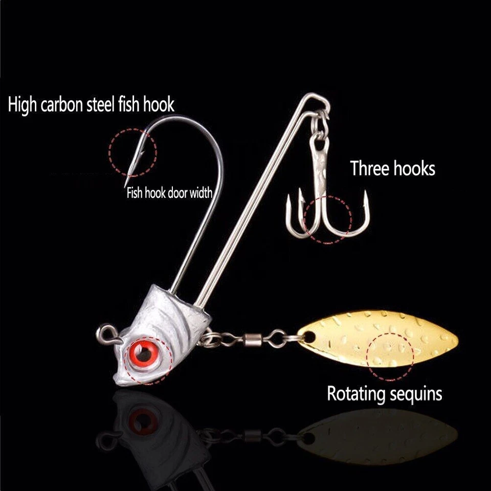 10 Stück Angeln Jigköpfe Underspin Jigköpfe mit Willow Blade 1/4oz 3/8oz... - Bild 2 von 4