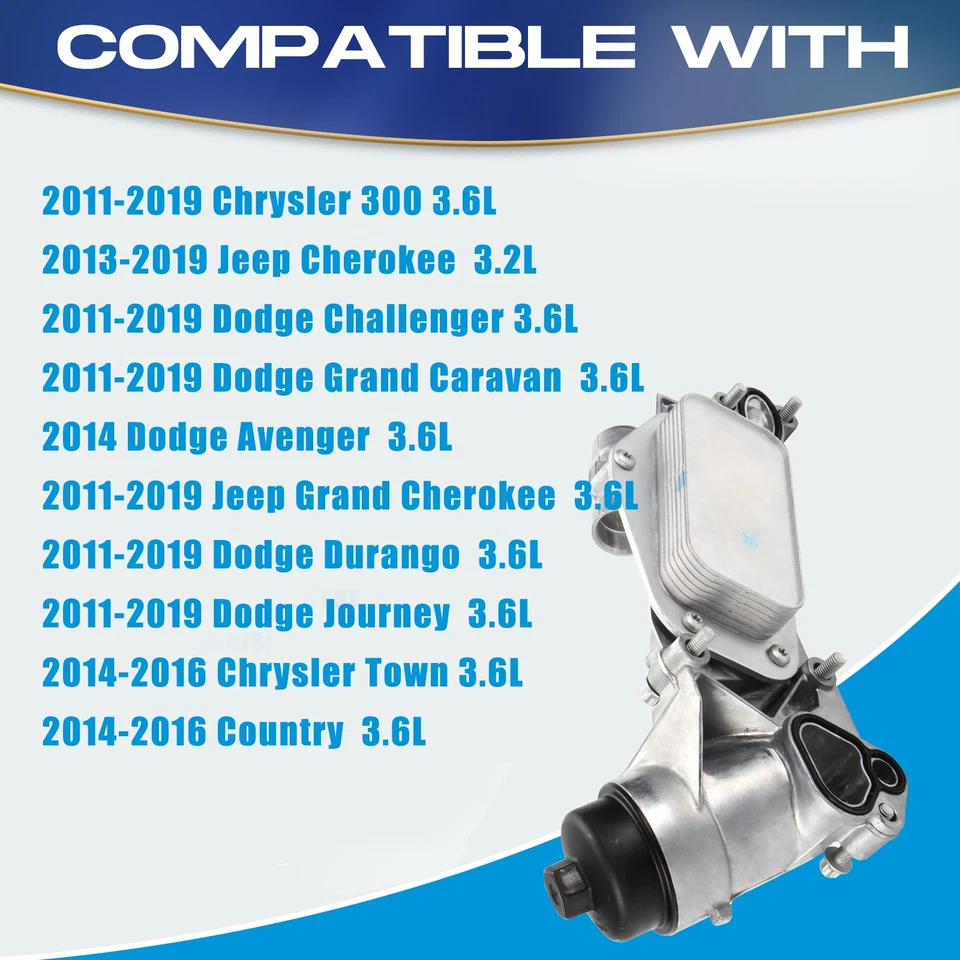 Aluminum Oil Cooler Oil Filter Housing For Jeep Grand Cherokee Dodge Journey 3.6 - image 2 of 4