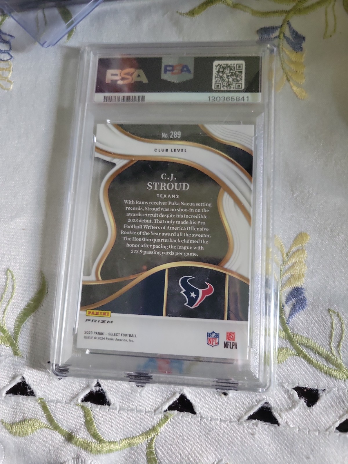 2023 Select Silver Prizm  Club Level #289 CJ Stroud PSA 10 view 2