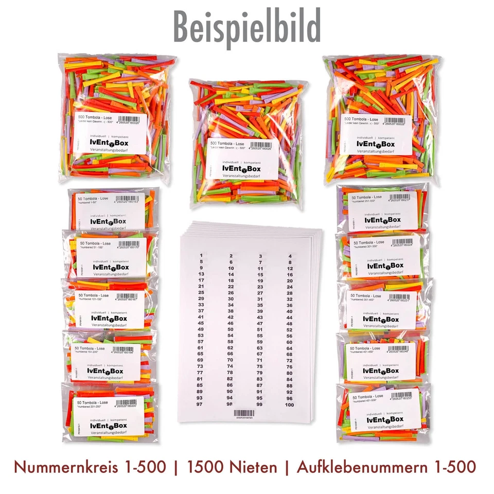 Tombola Lose Gewinnlose Nr 1-100 erweiterbar bis 1000 opt. Nieten + Aufkleber - Bild 2 von 4