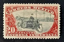 Mexique, 1924, facteur sur moto, timbre pour lettres express, MLH.