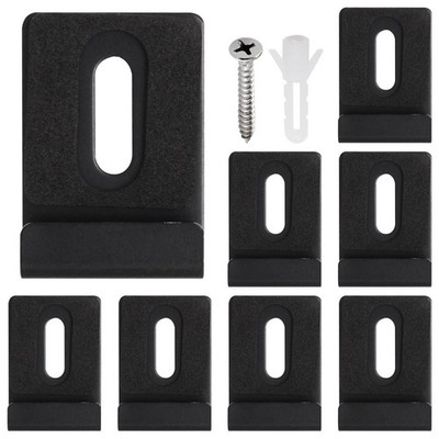 8Pcs Mirror Clips Wall Mounting Metal Hanging Kit Frameless Black Screw
