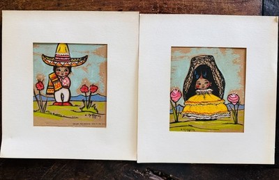 Gerda Christoffersen Mexican Girl and Boy Velvet Tewa Enterprises Vintage